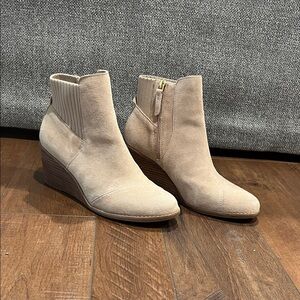 Toms Beige Wedge Ankle Booties